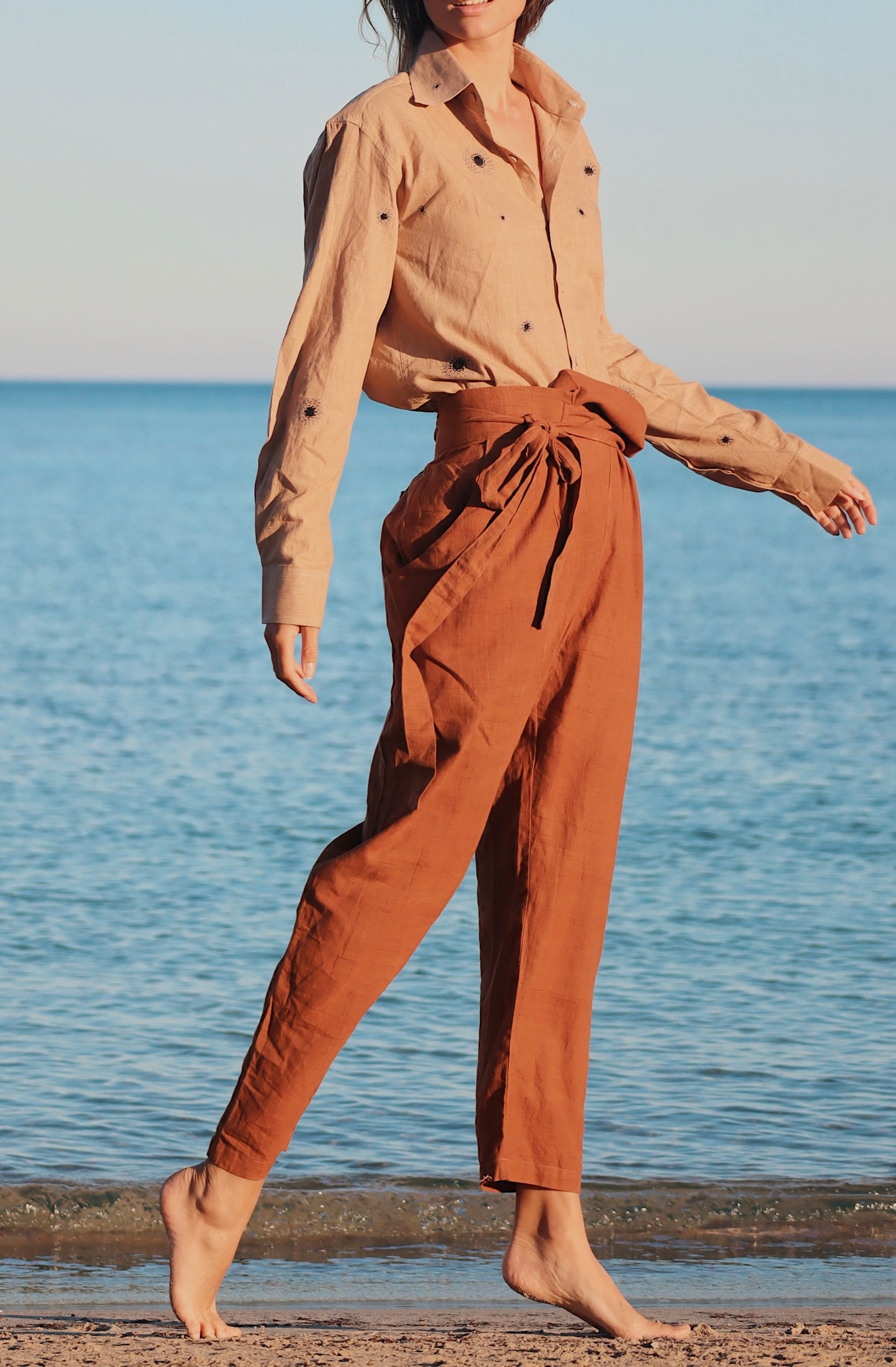 Cotton wrap pants