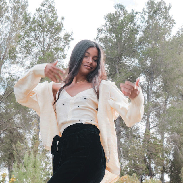 Constellation silk crop top