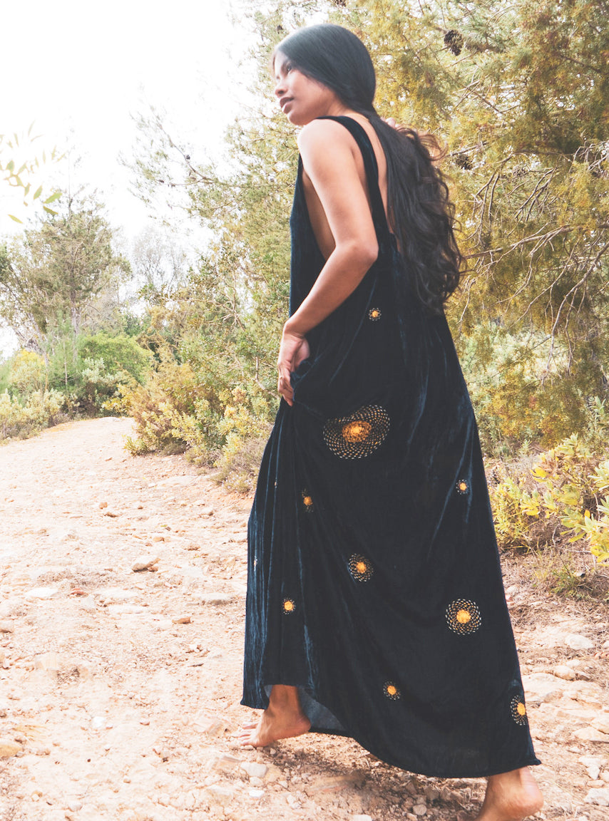 Constellation velvet silk dress