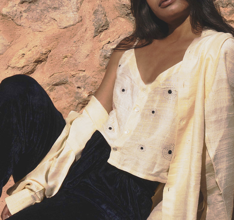 Constellation silk crop top