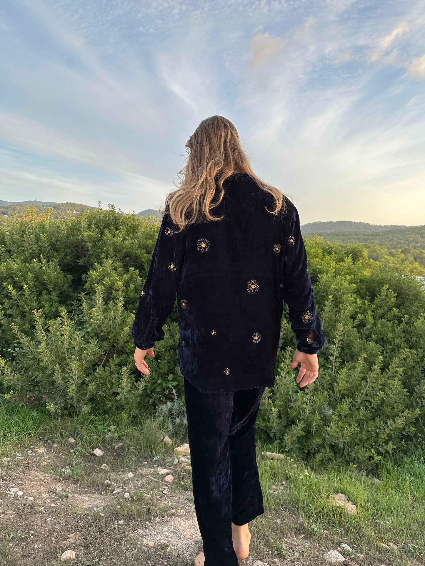 Constellation velvet silk shirt