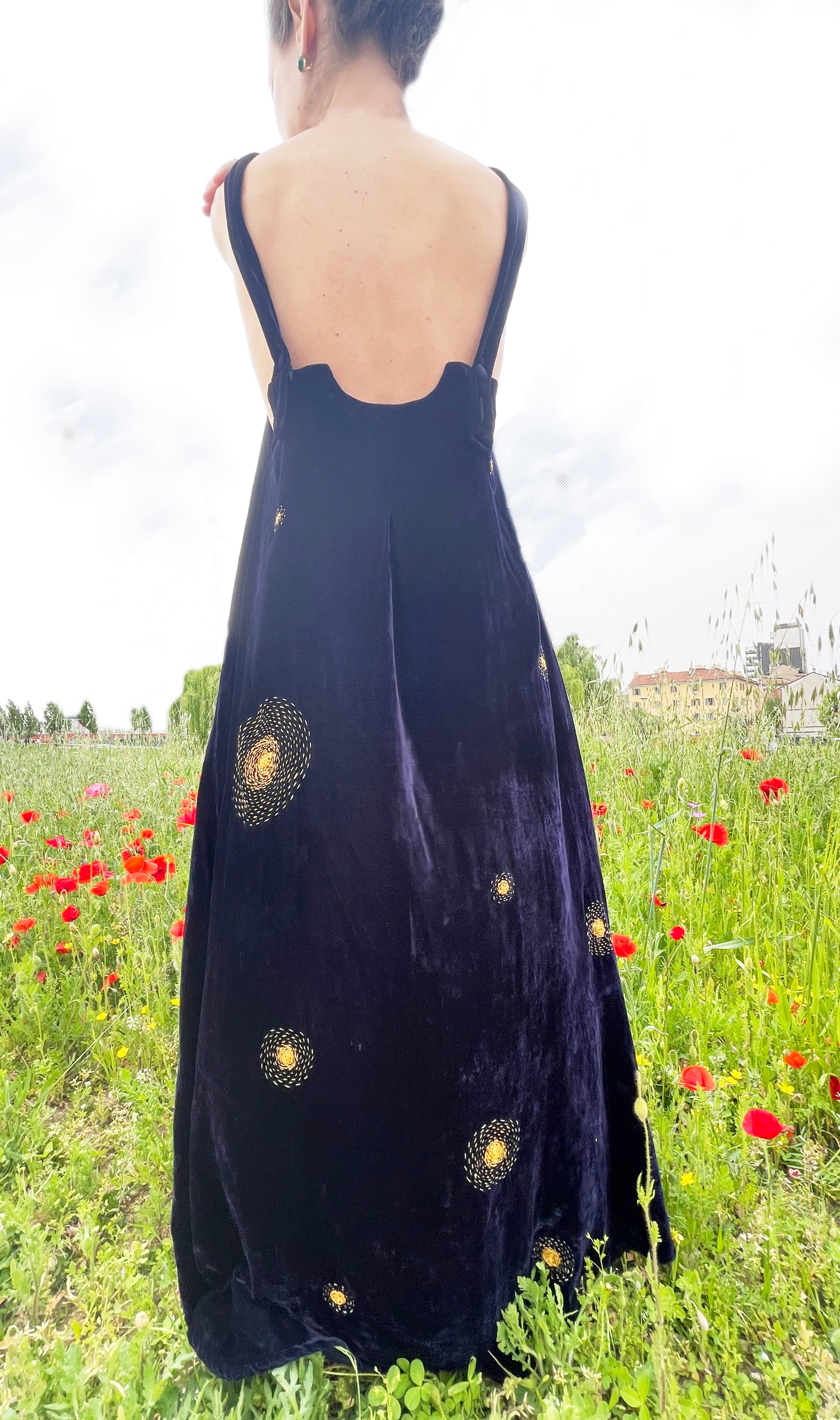 Constellation velvet silk dress