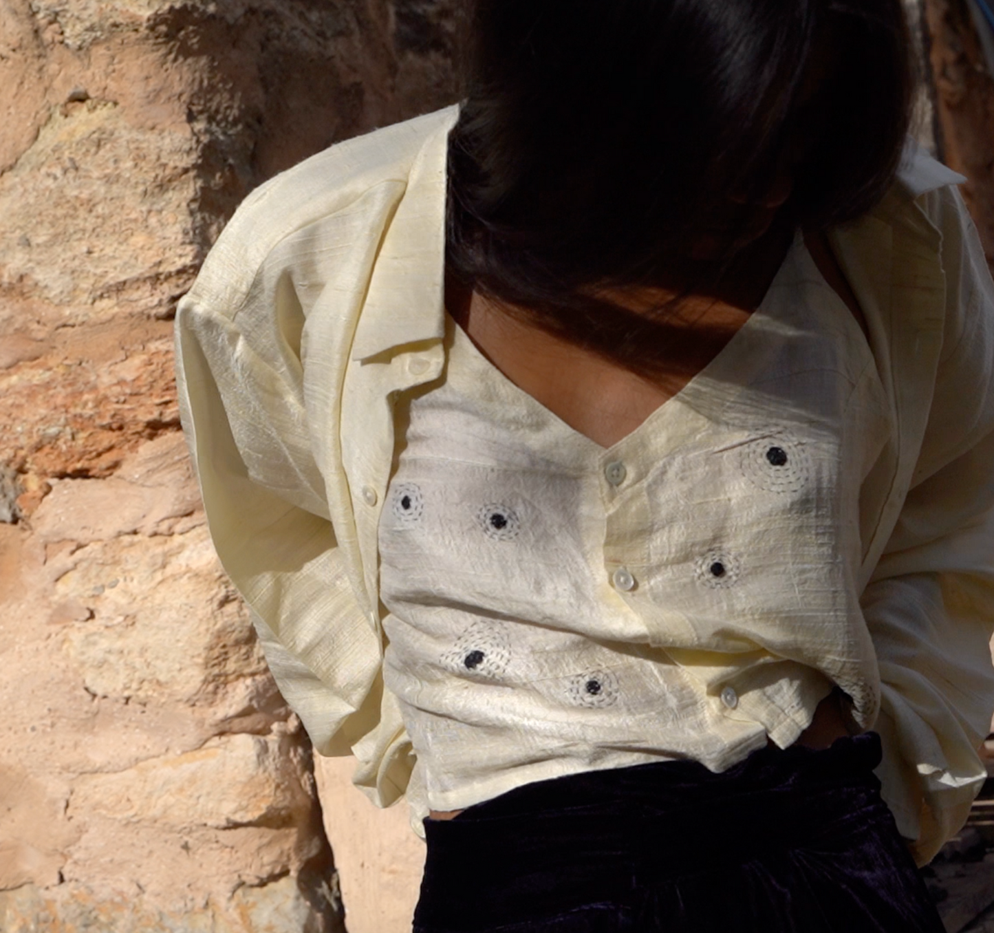 Constellation silk crop top