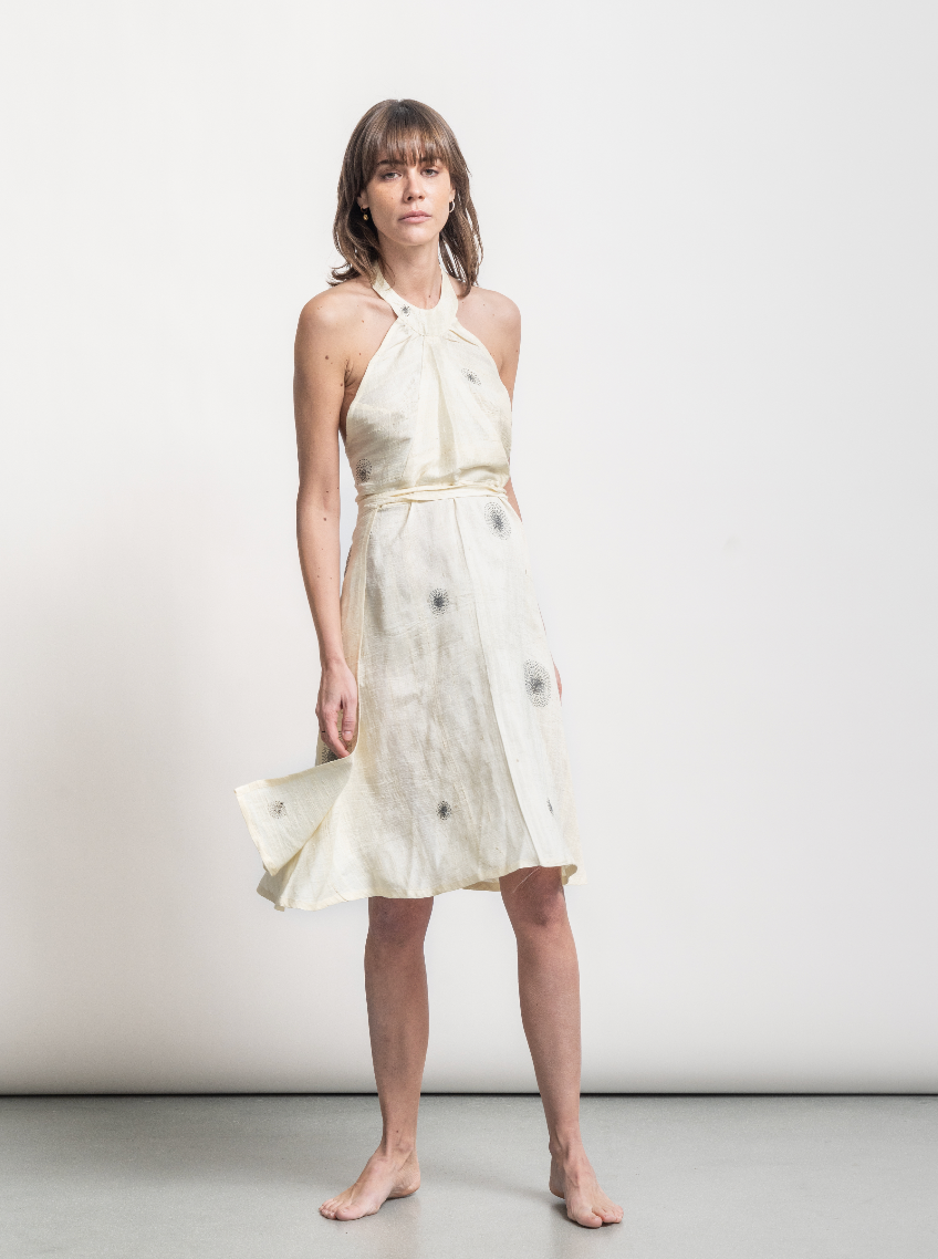 Constellation silk wrap dress