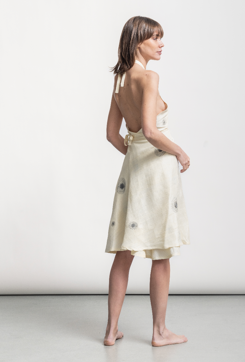 Constellation silk wrap dress