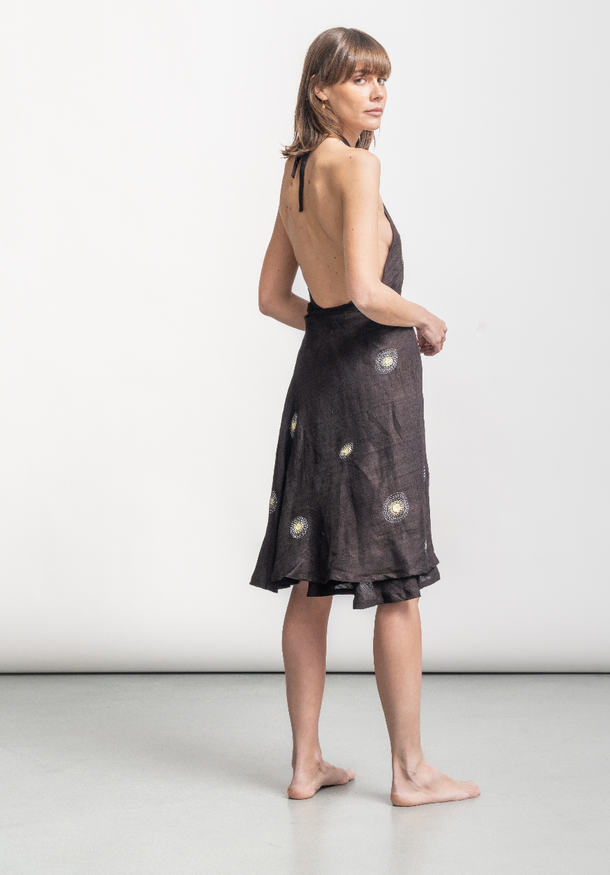Constellation silk wrap dress