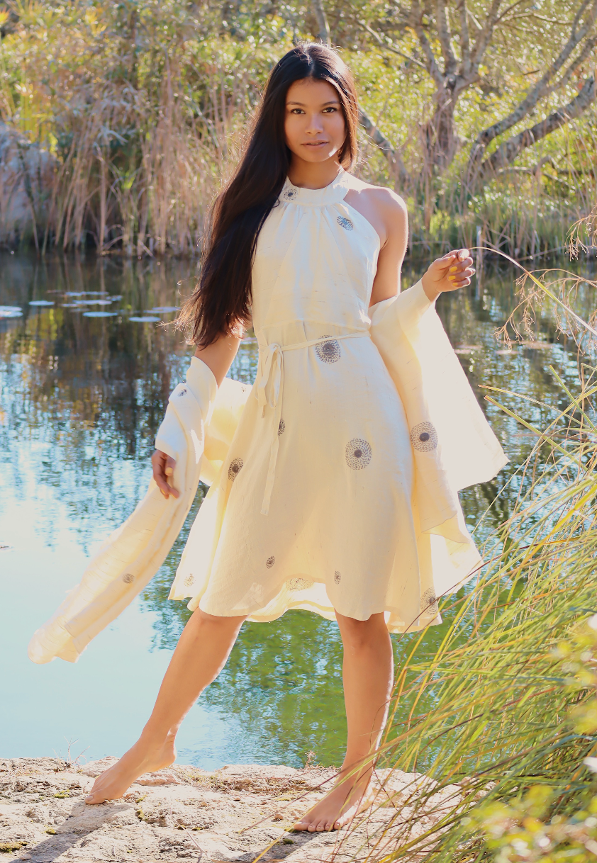 Constellation silk wrap dress