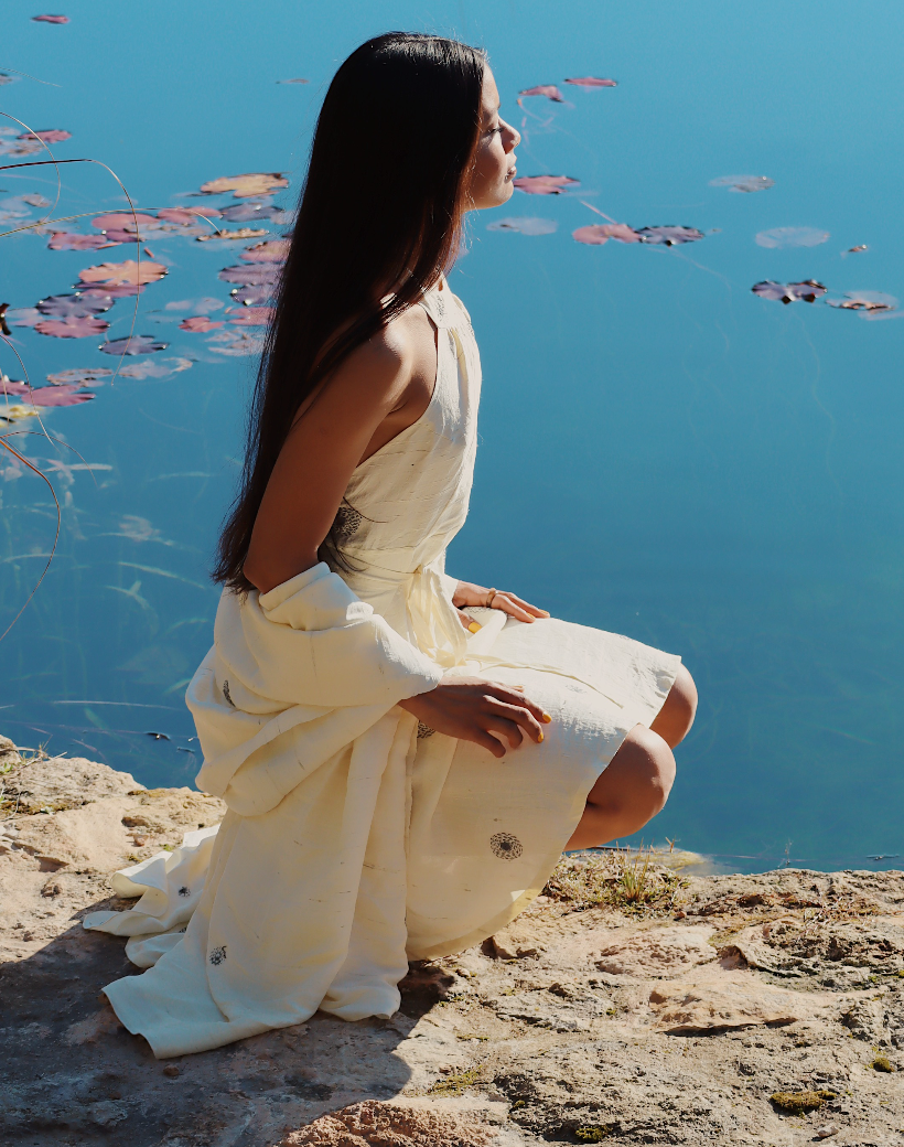 Constellation silk wrap dress