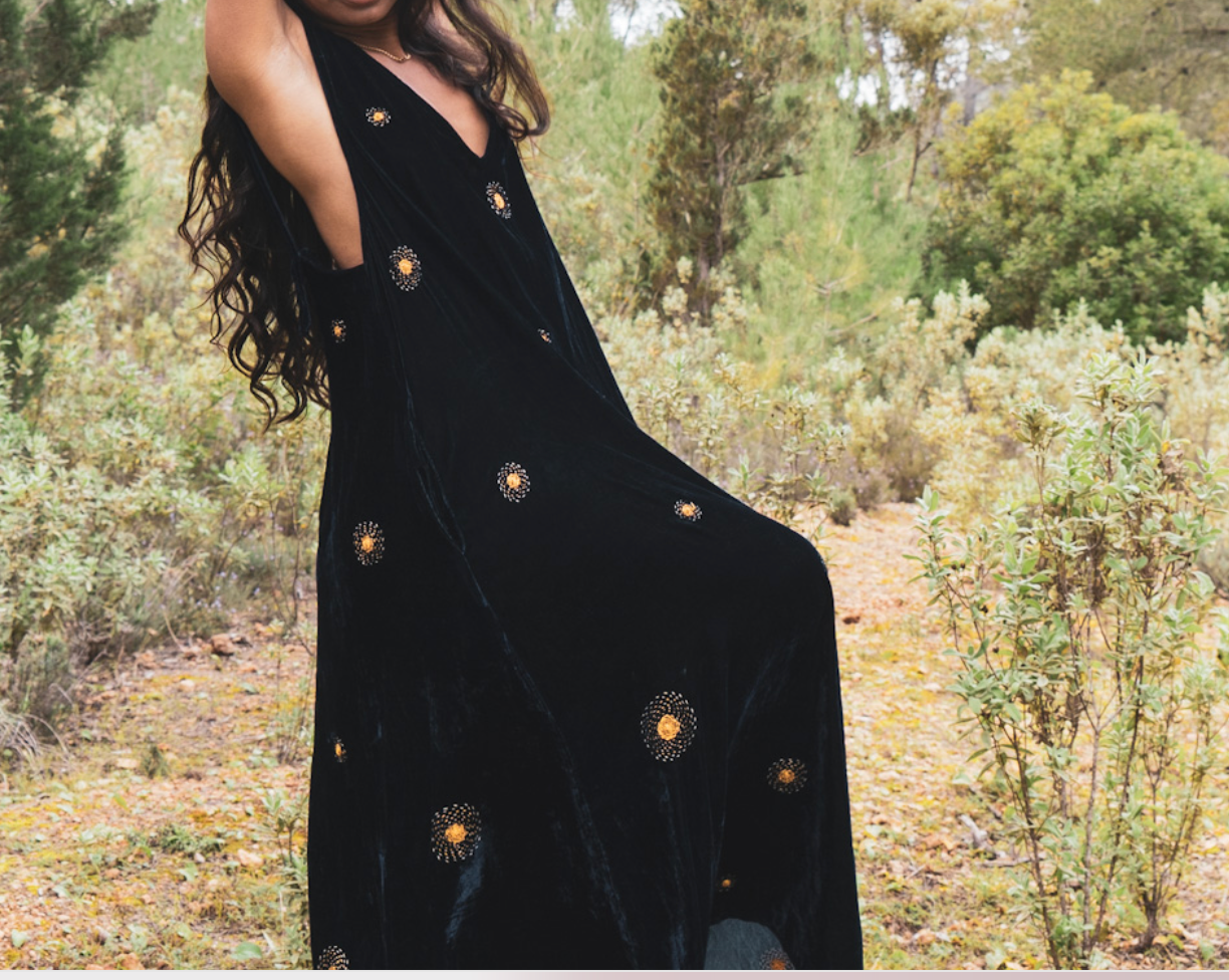 Constellation velvet silk dress