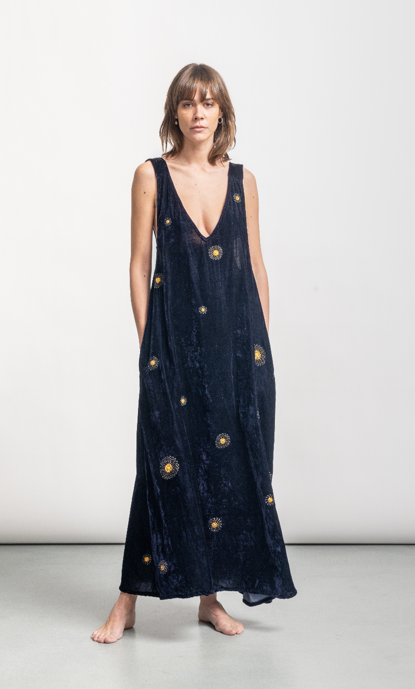 Constellation velvet silk dress
