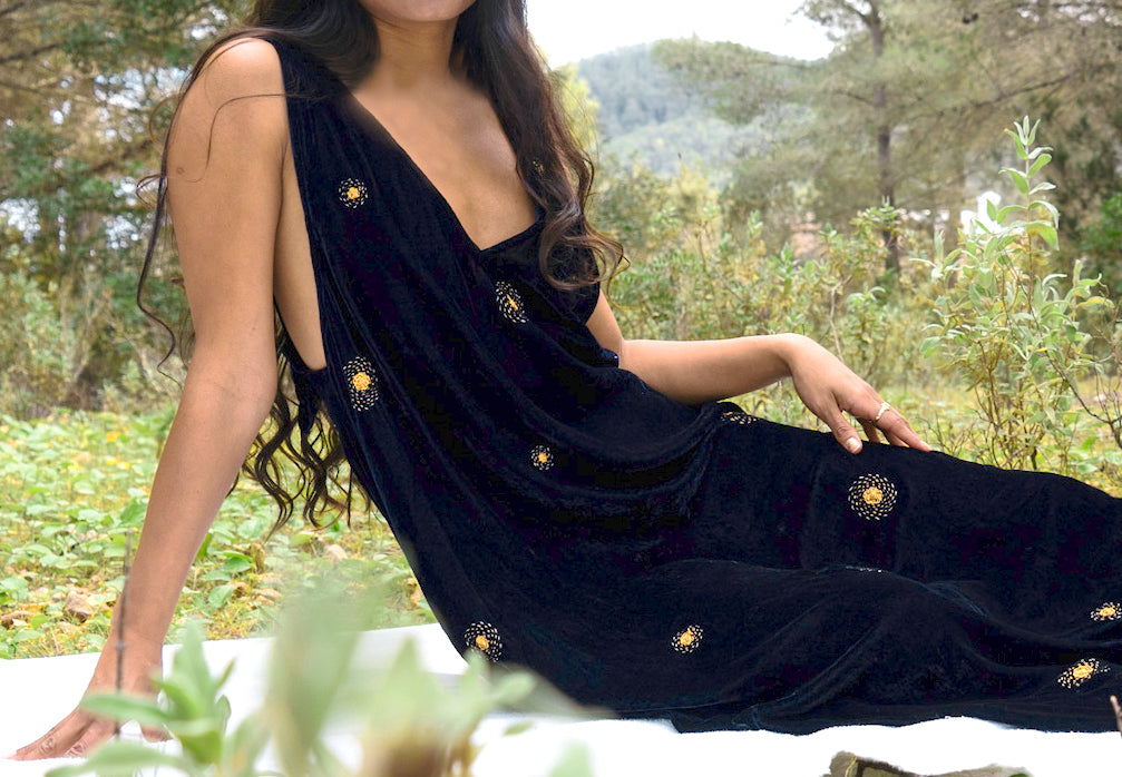 Constellation velvet silk dress