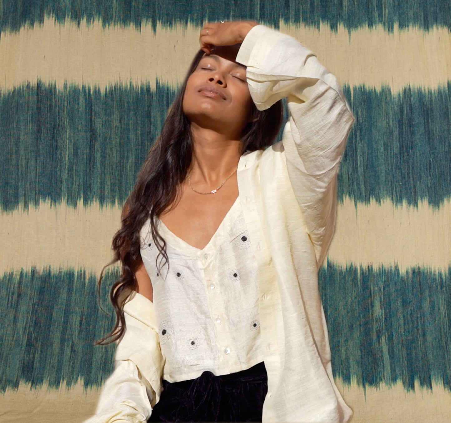 Constellation silk crop top