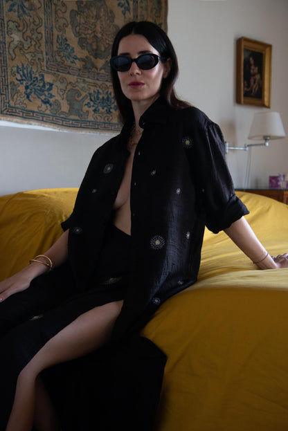 Raw silk constellation shirt