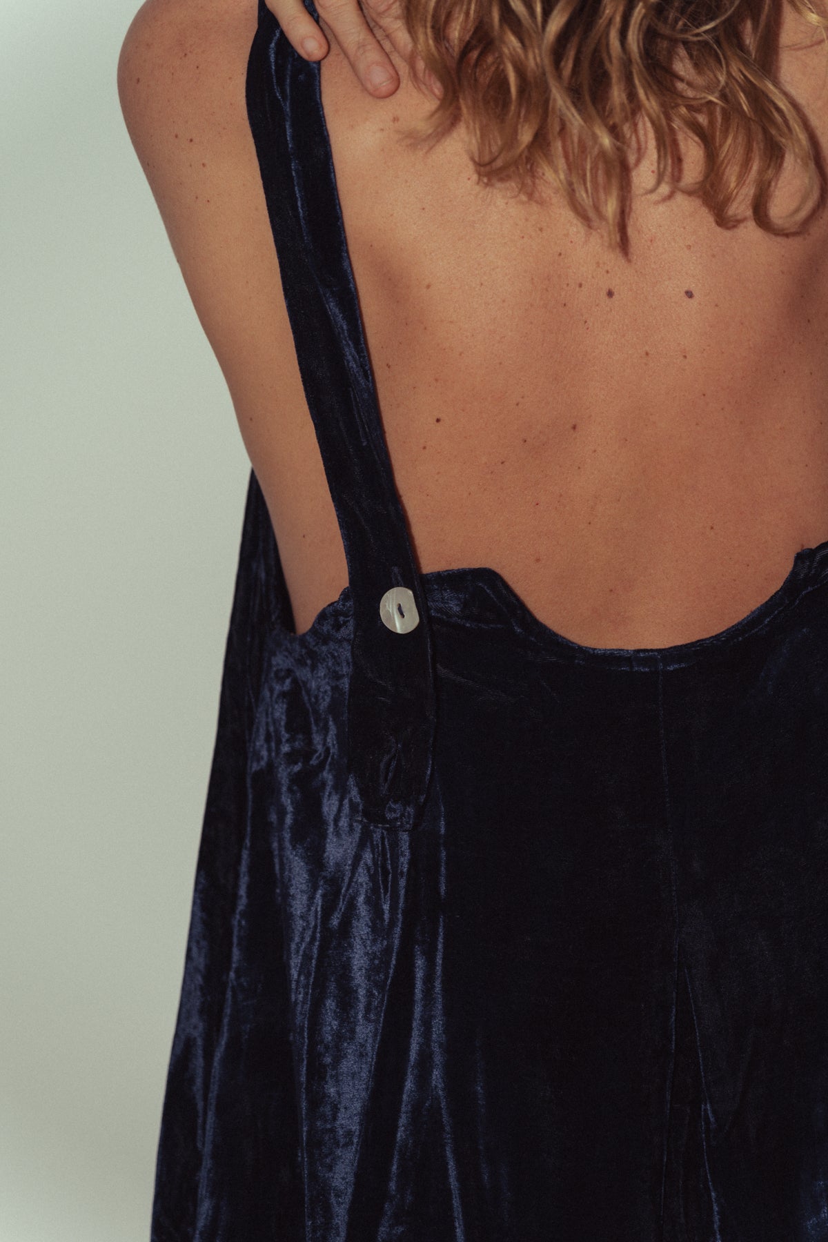 Night blue velvet silk dress