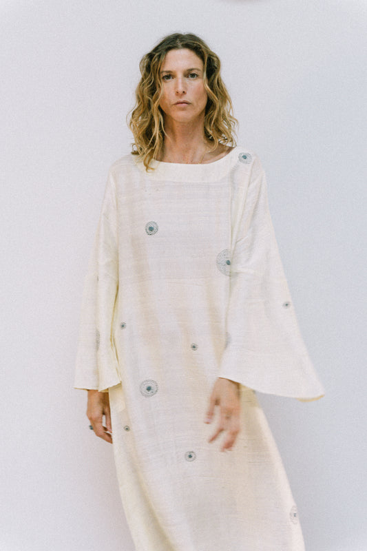 Raw silk flowy dress