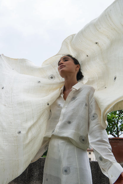 Raw silk constellation shirt