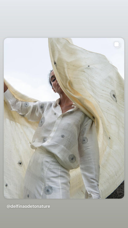 Raw silk constellation shirt