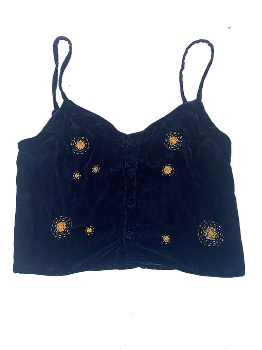 Constellation velvet silk crop top