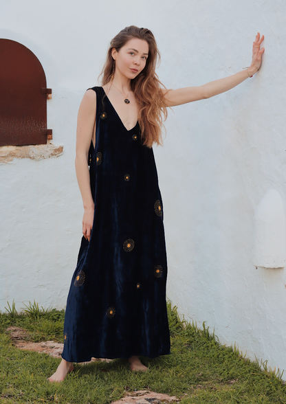 Constellation velvet silk dress