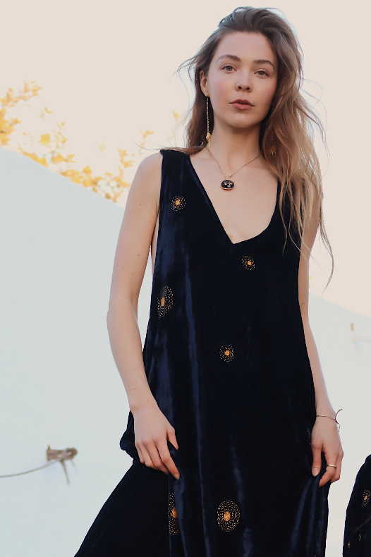 Constellation velvet silk dress